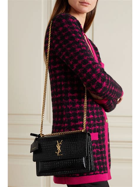 ysl black sunset bag|ysl sunset bag medium croc.